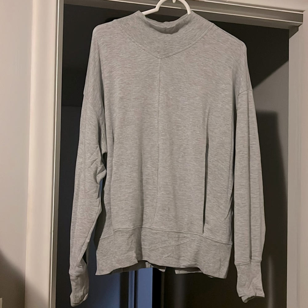 Athleta grey mock neck sweater with pockets